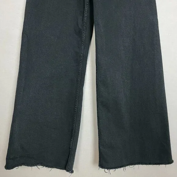 Zara Jeans Marine Straight Jeans Size 0‎ Women Wide Leg Raw Hem Faded High Rise - Picture 4 of 11